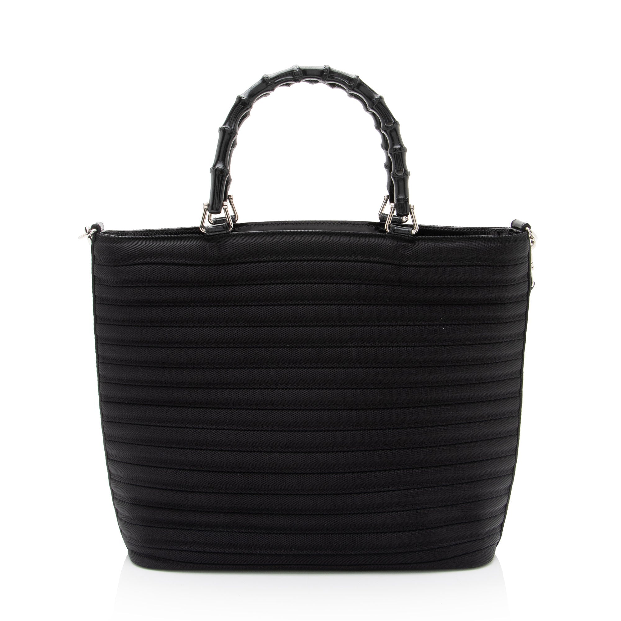 Gucci Vintage Quilted Nylon Bamboo Tote (SHF-2fSkOi)