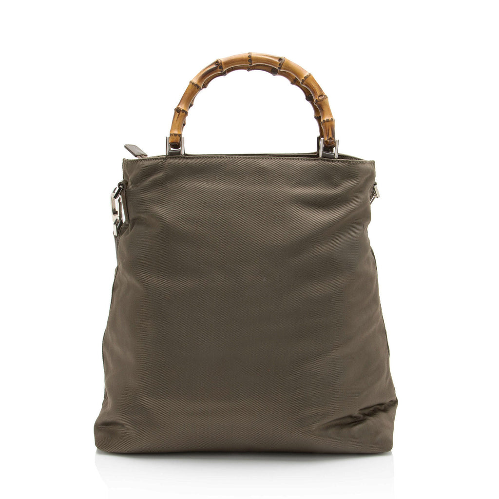 Gucci Vintage Quilted Nylon Bamboo Tote