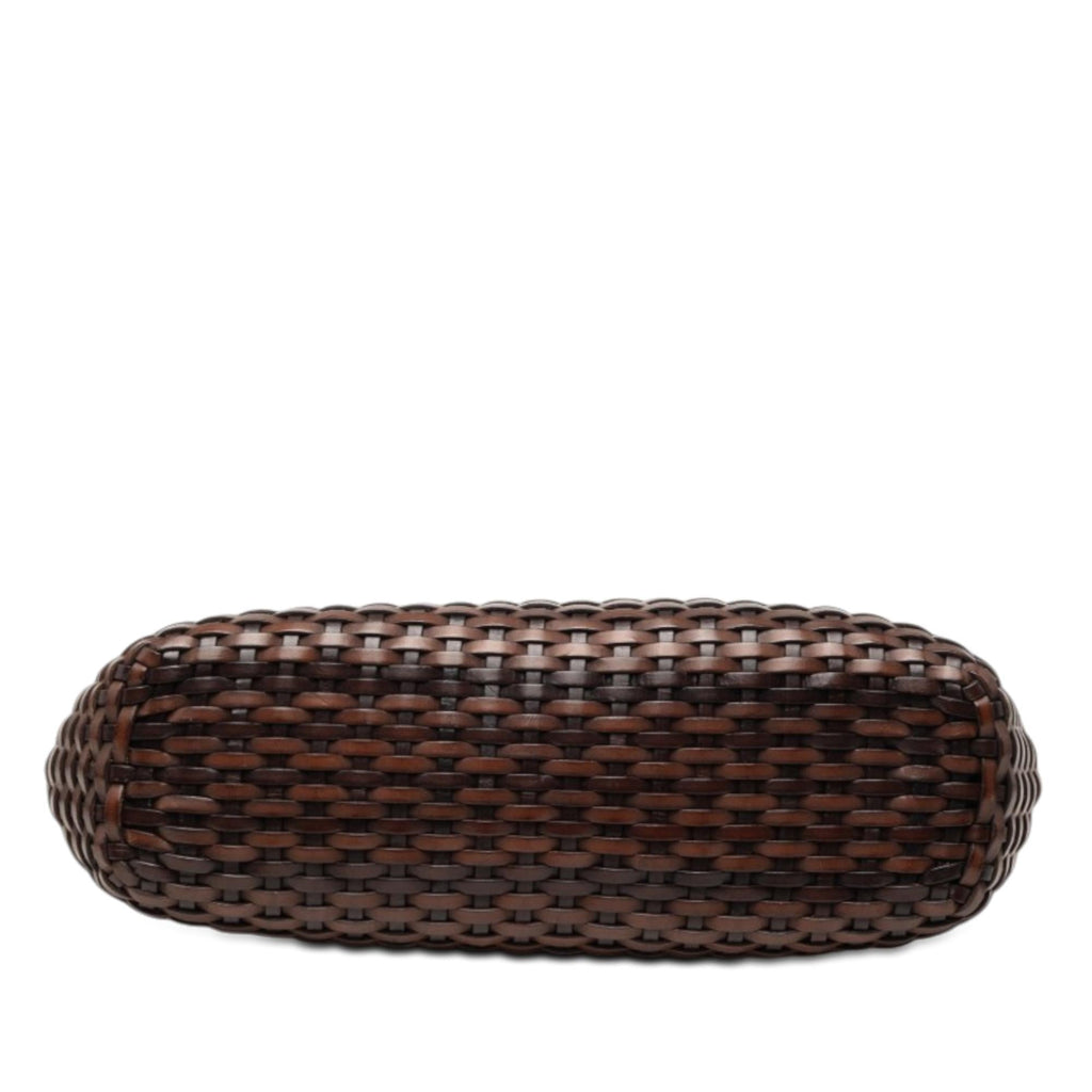 Gucci Woven Leather Bamboo Satchel