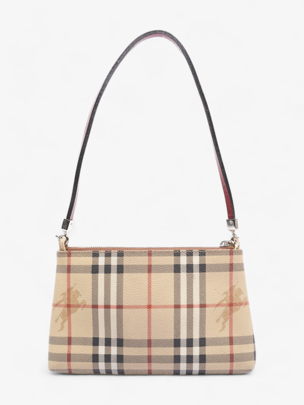 Burberry Pochette Shoulder Bag Haymarket Check / Red Coated Canvas