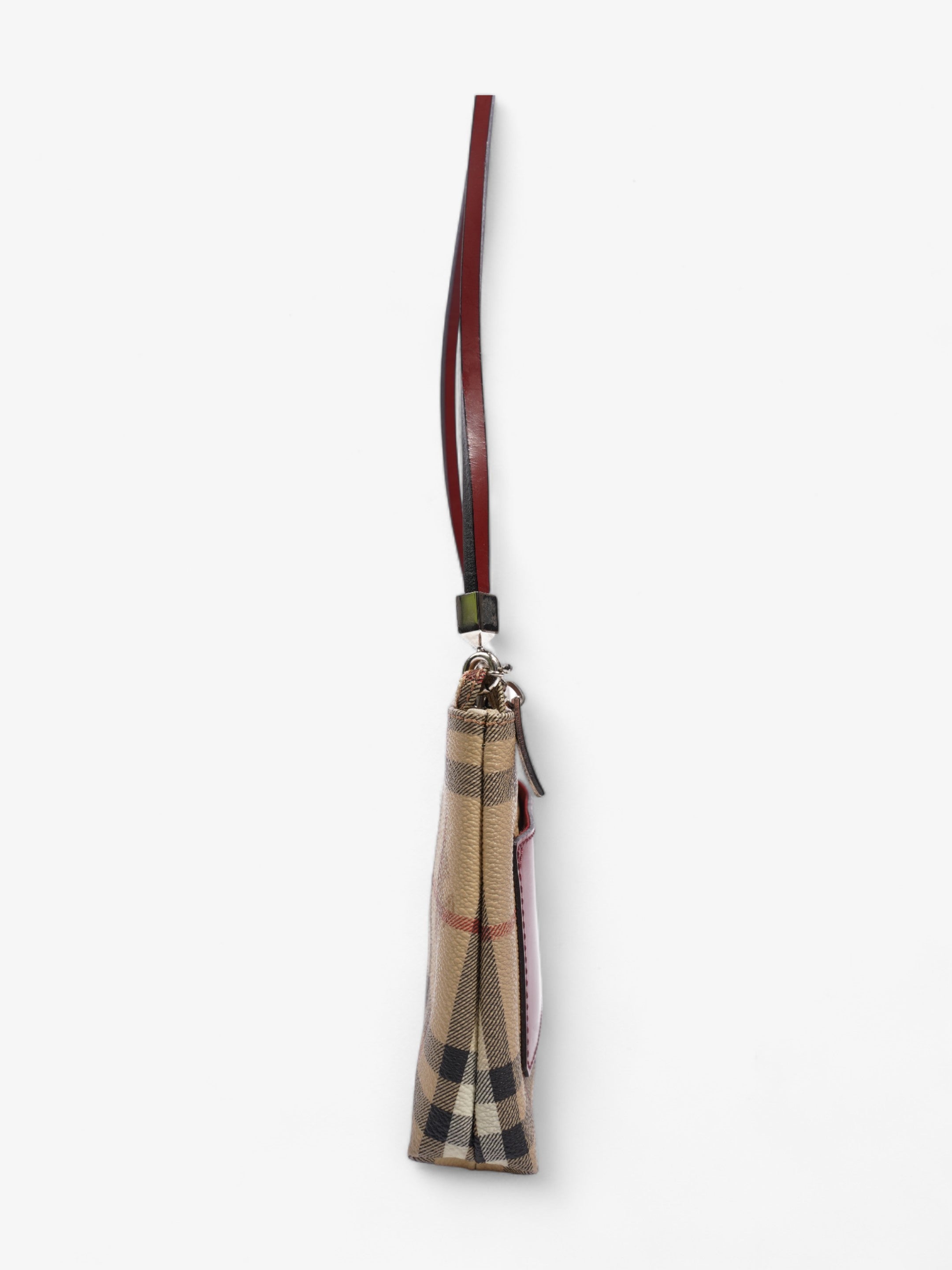 Burberry Pochette Shoulder Bag Haymarket Check / Red Coated Canvas