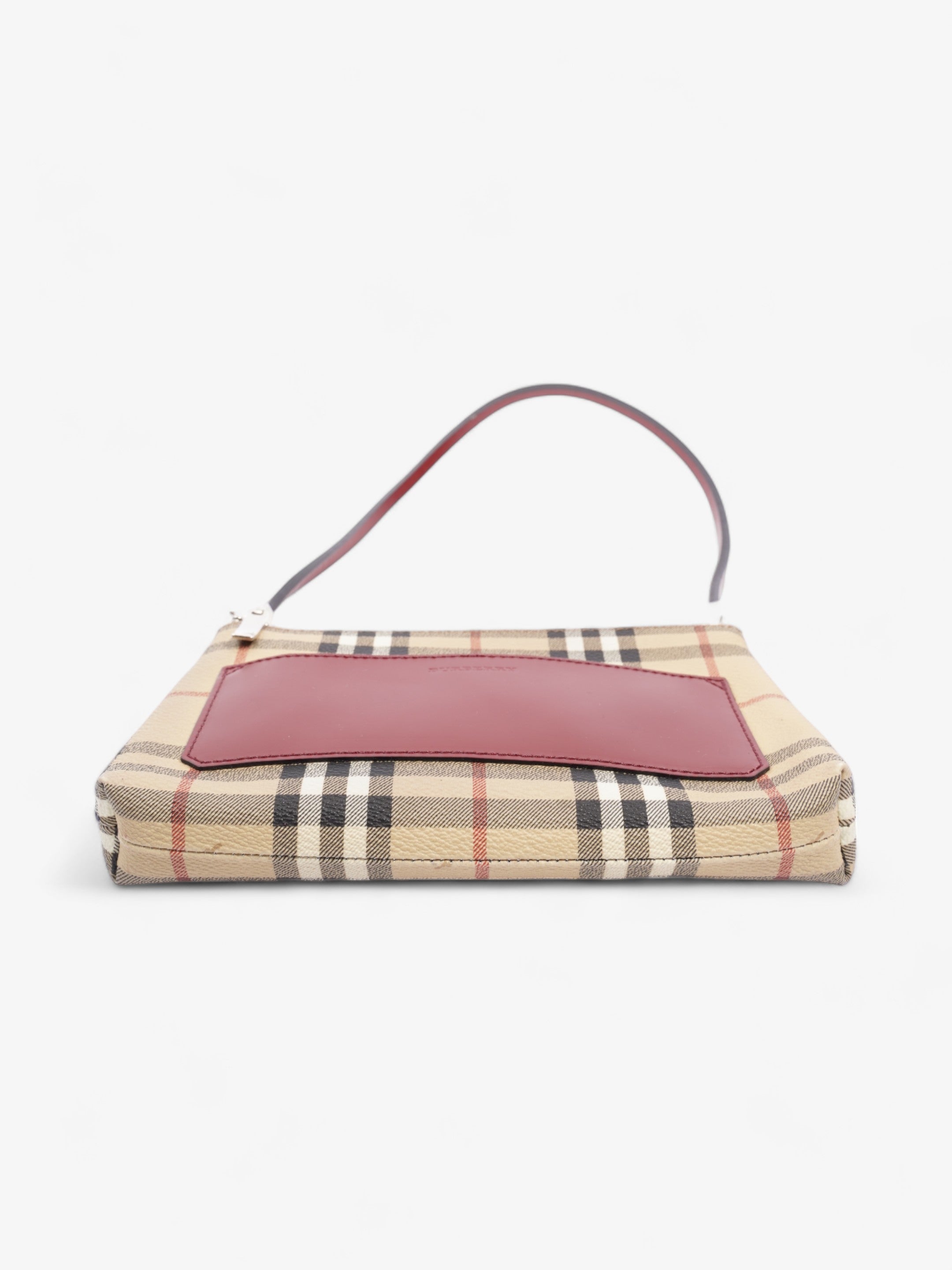 Burberry Pochette Shoulder Bag Haymarket Check / Red Coated Canvas