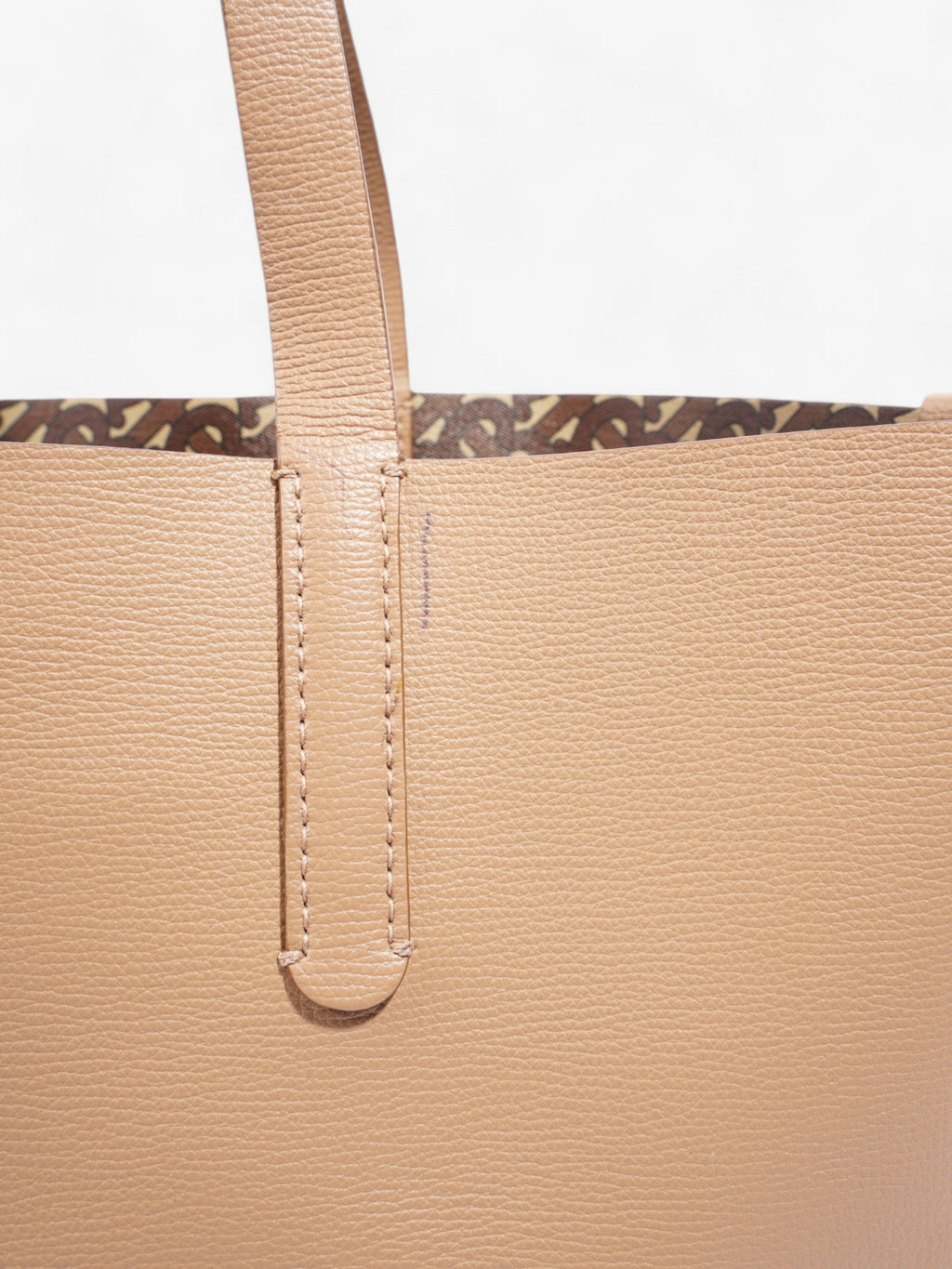 Burberry TB Embossed Shopping Tote Tan Leather