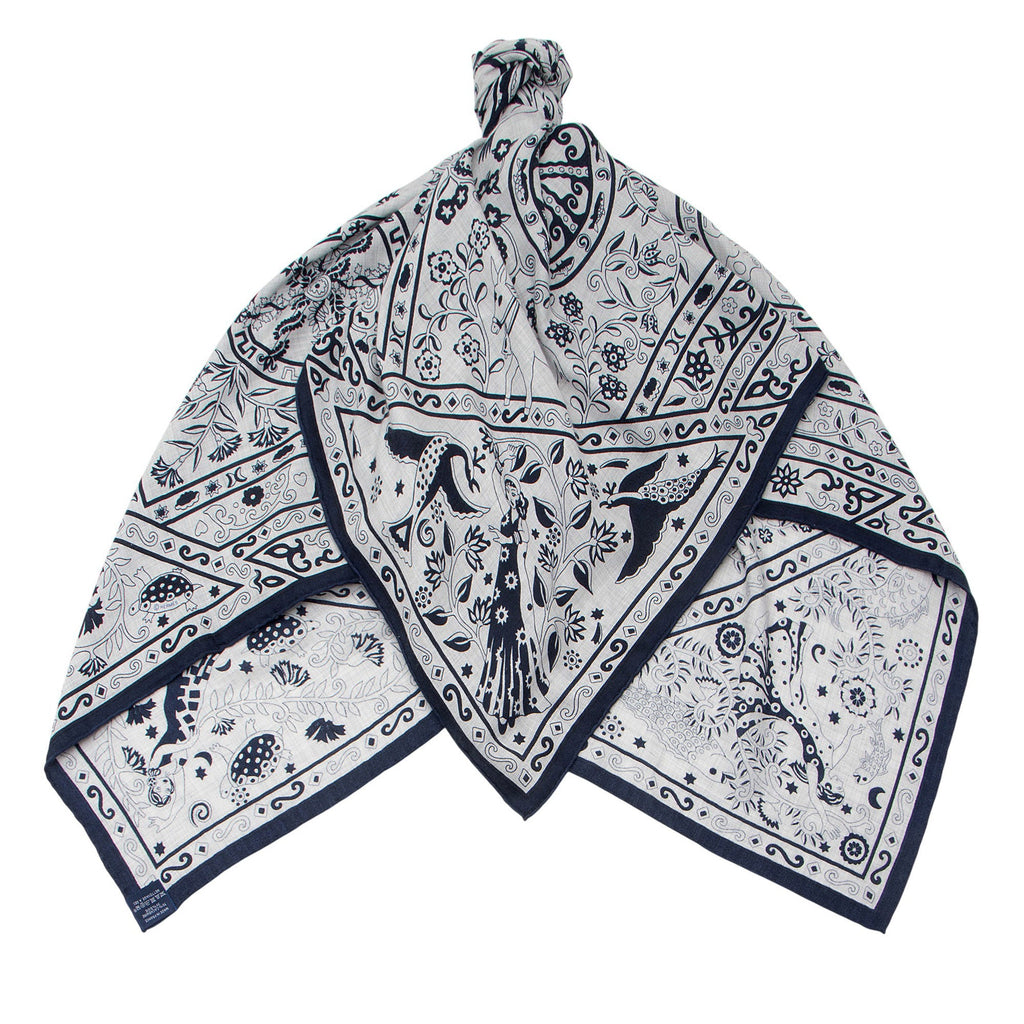 Hermes Silk Cashmere Peuple du Vent 140cm Shawl