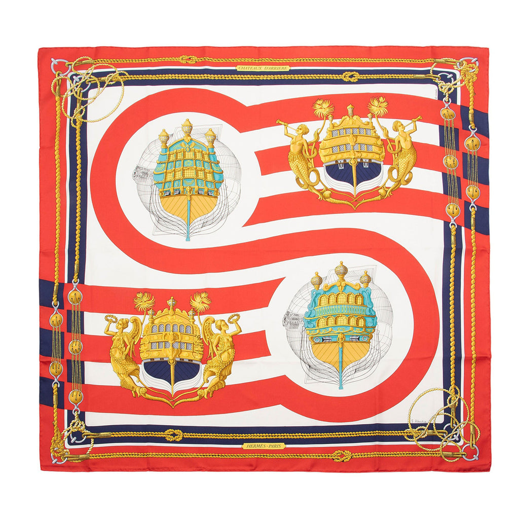 Hermes Silk Chateaux D'Arriere 90cm Scarf