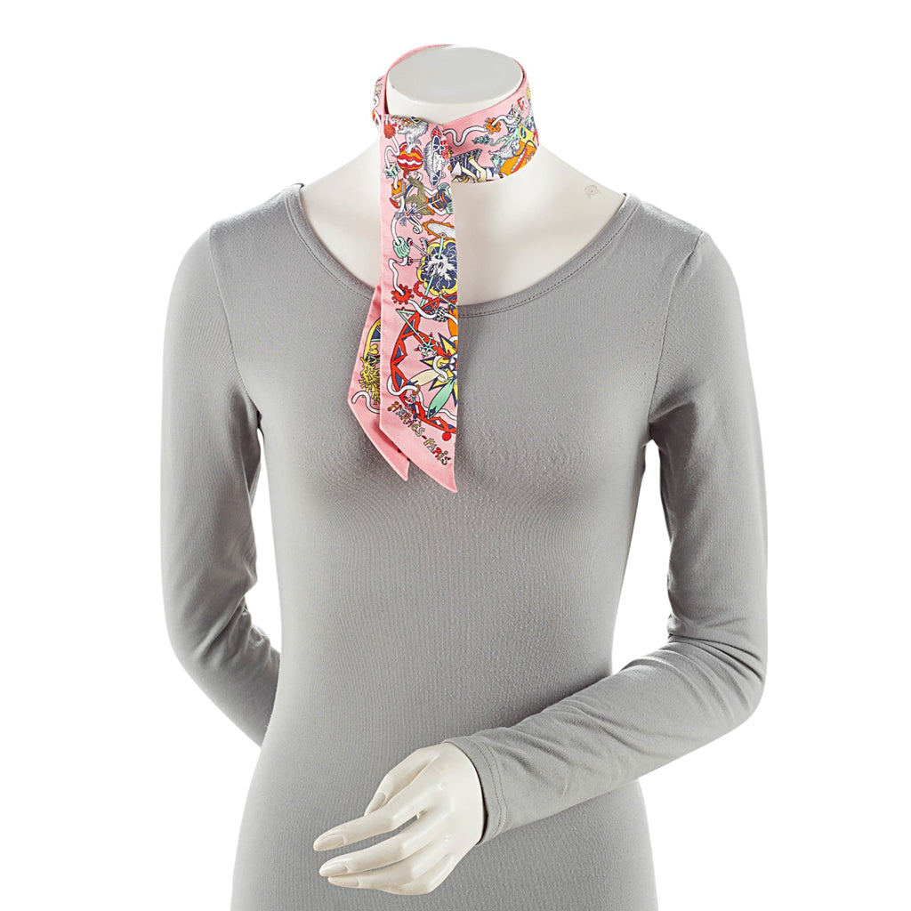 Hermes Silk La Folle Parade Twilly Scarf