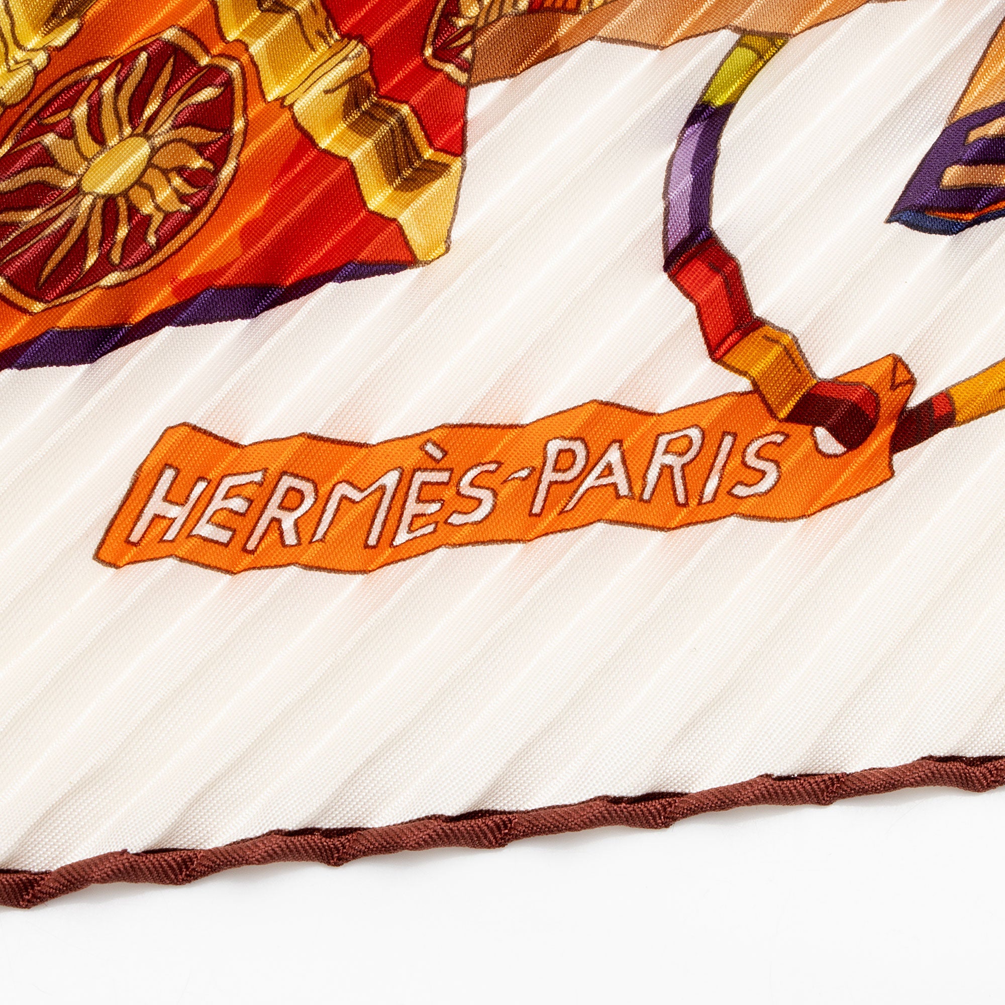 Hermes Silk Voyage En Etoffes Plisse Scarf