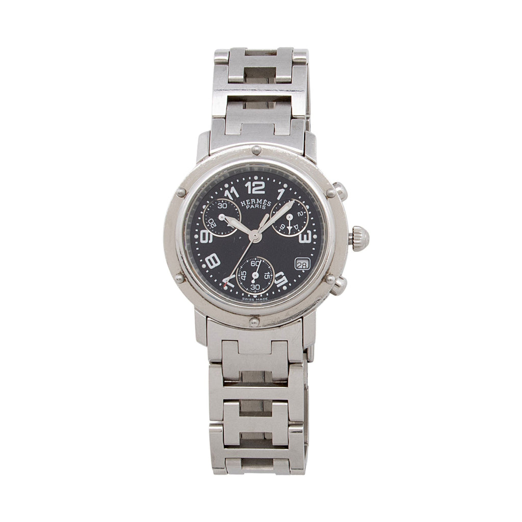Hermes Stainless Steel Quartz Clipper Chronograph 31mm Watch