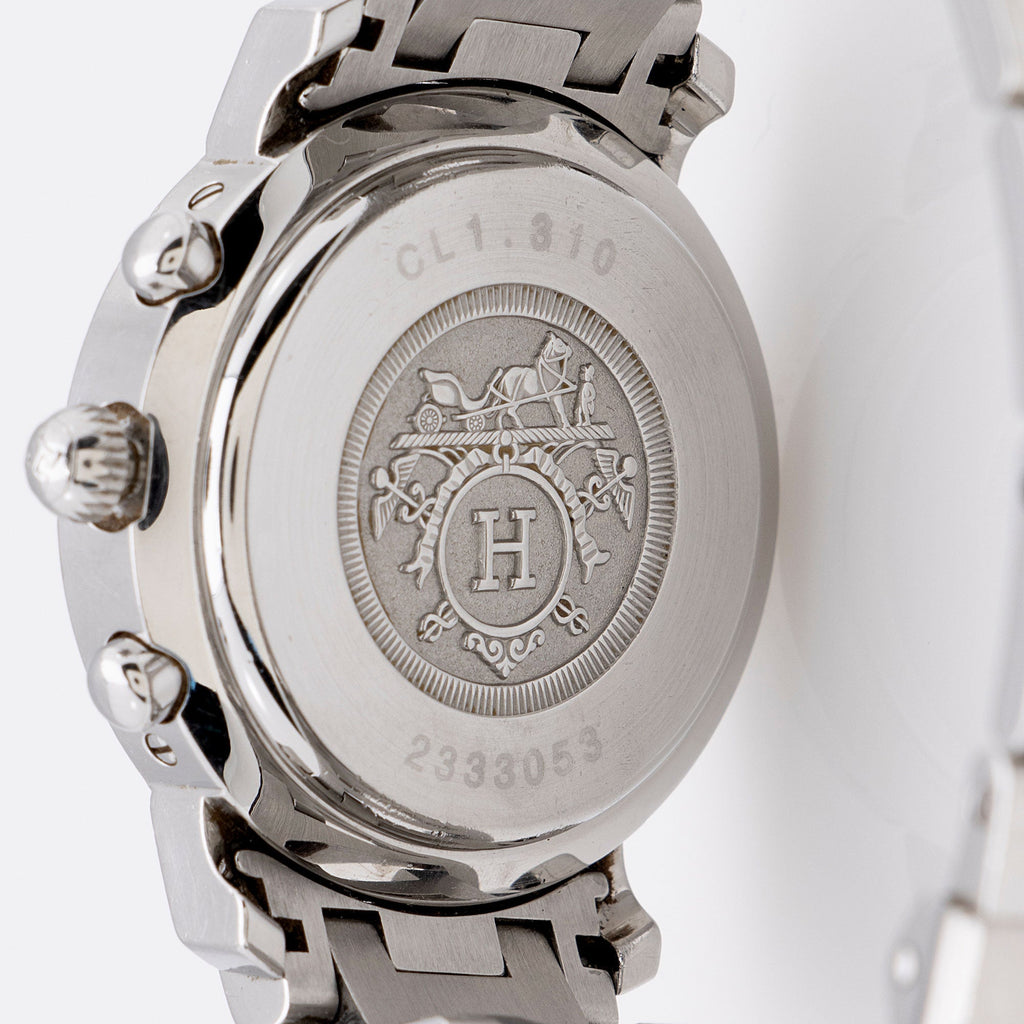 Hermes Stainless Steel Quartz Clipper Chronograph 31mm Watch