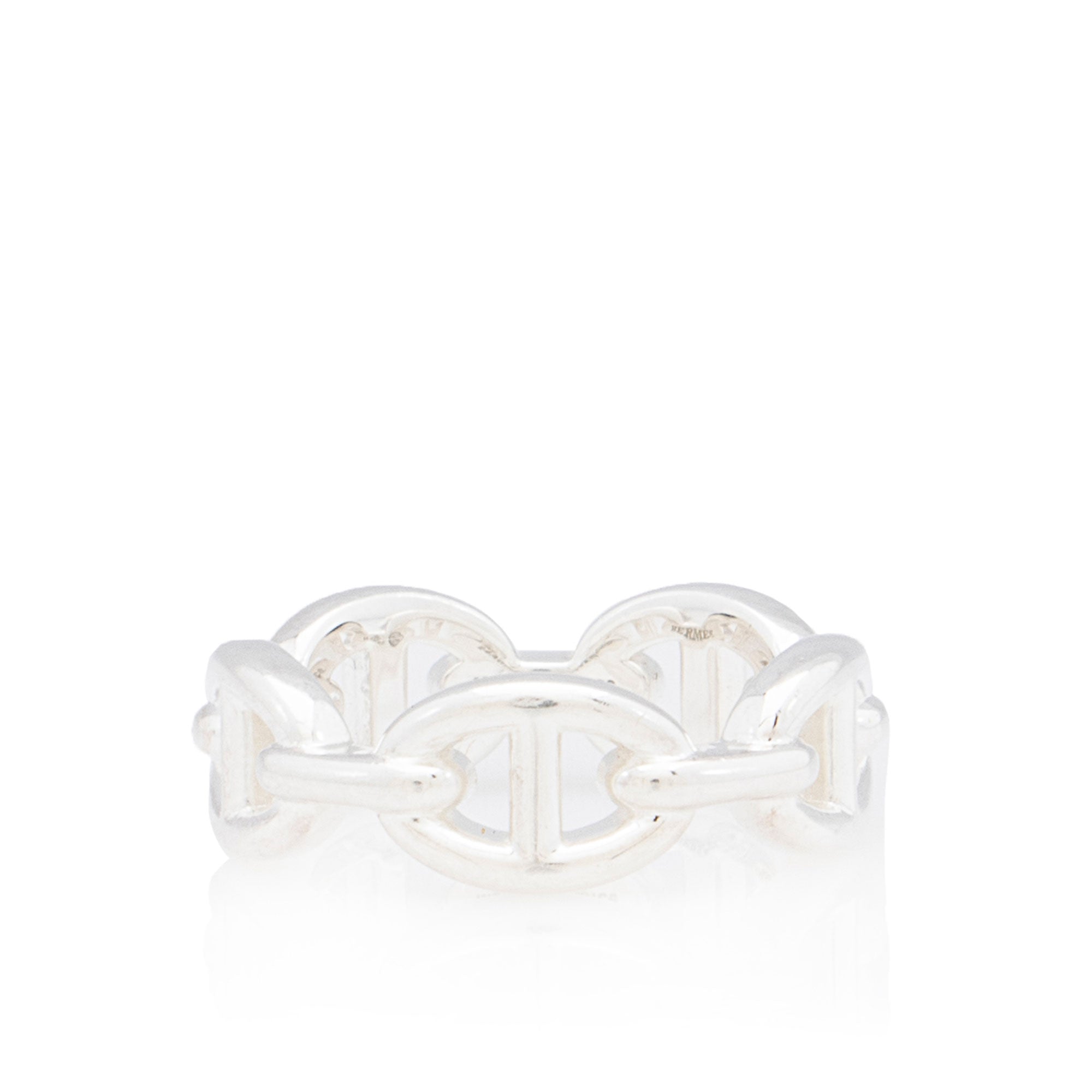 Hermes Sterling Silver Chaine d'ancre Enchainee Ring - Size 7 1/4
