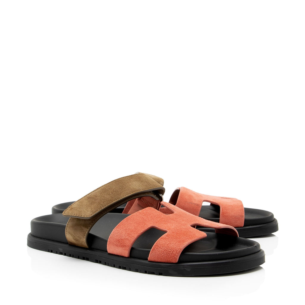 Hermes Suede Chypre Slide Sandals - Size 8.5 / 38.5