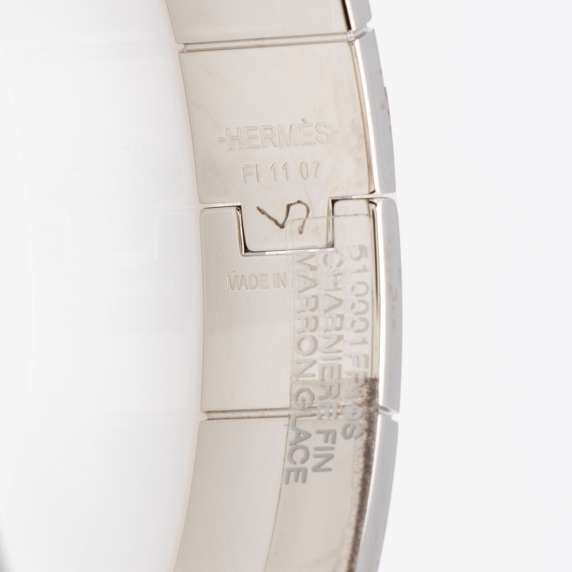 Hermes Enamel Charniere Uni Hinged Narrow Bracelet