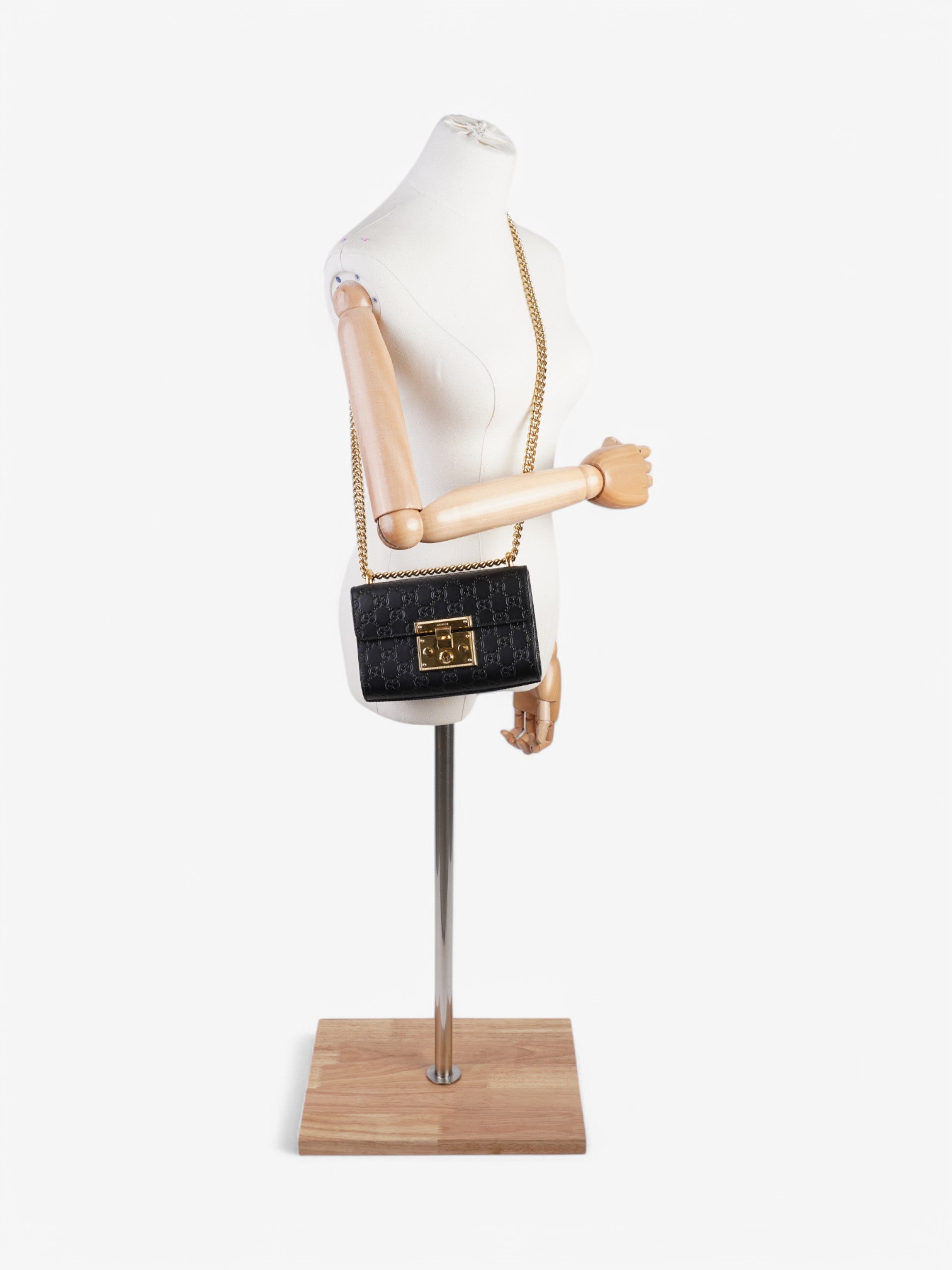 Gucci Padlock Shoulder Bag Black Leather Small