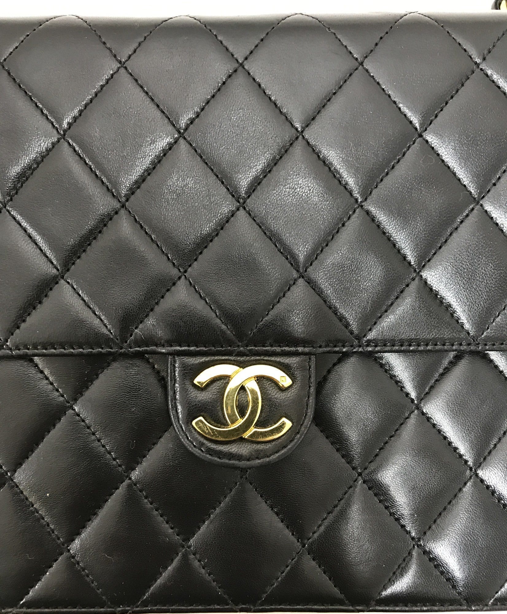 CHANEL Lamb Skin Matelasse 25 Chain Black Shoulder Bag