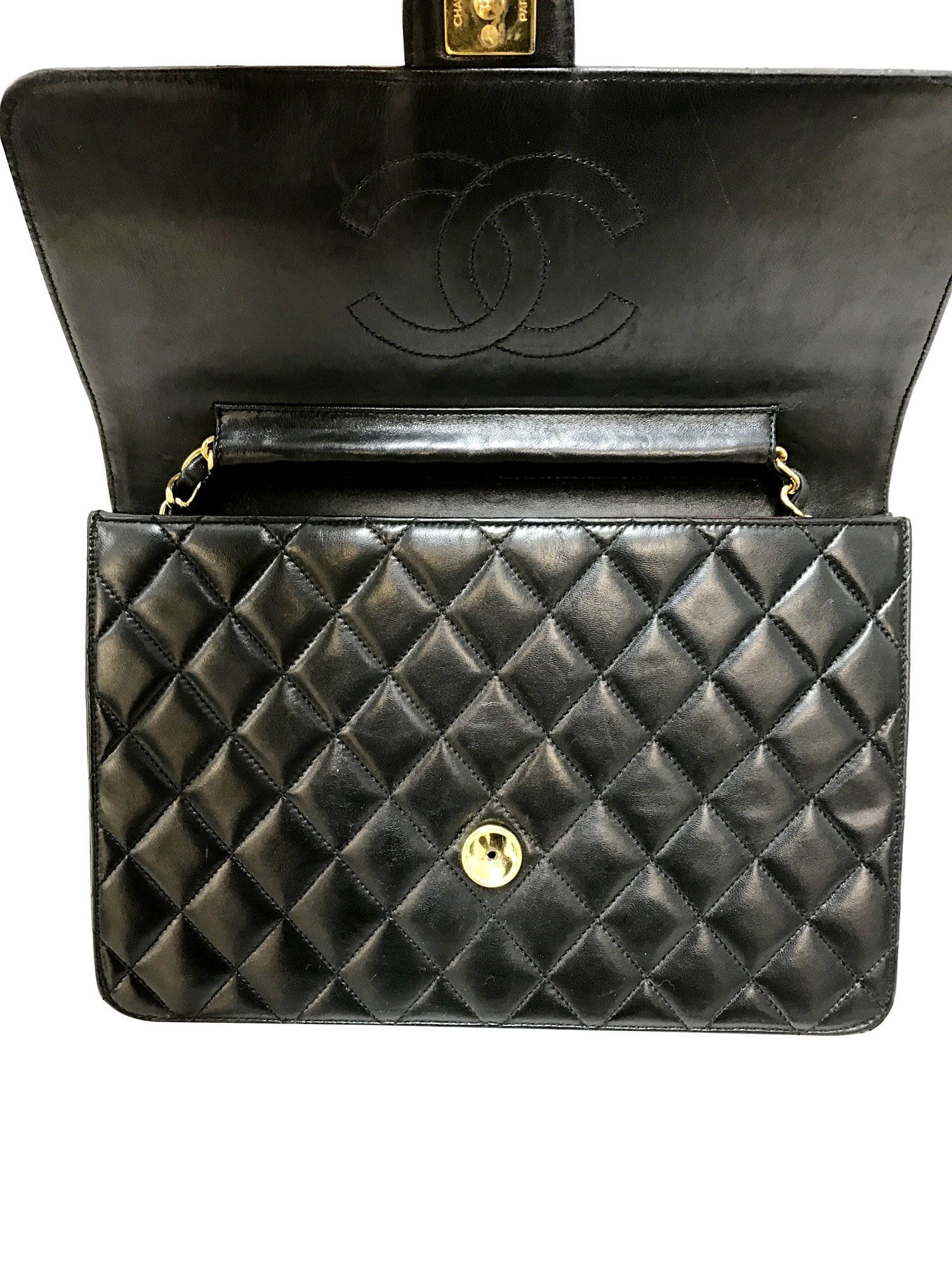 CHANEL Lamb Skin Matelasse 25 Chain Black Shoulder Bag