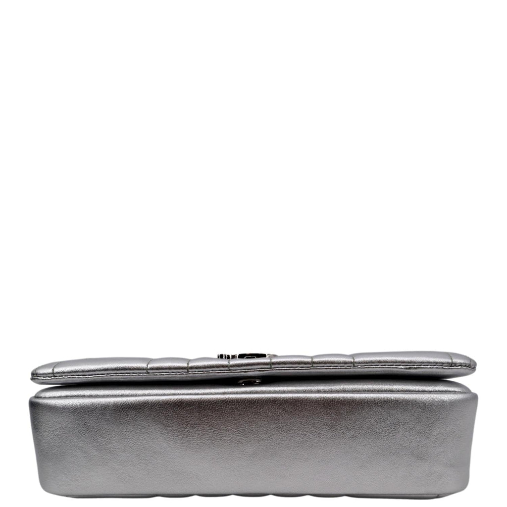 BURBERRY Lola Small Quilted Metallic Leather Shoulder Bag Silver