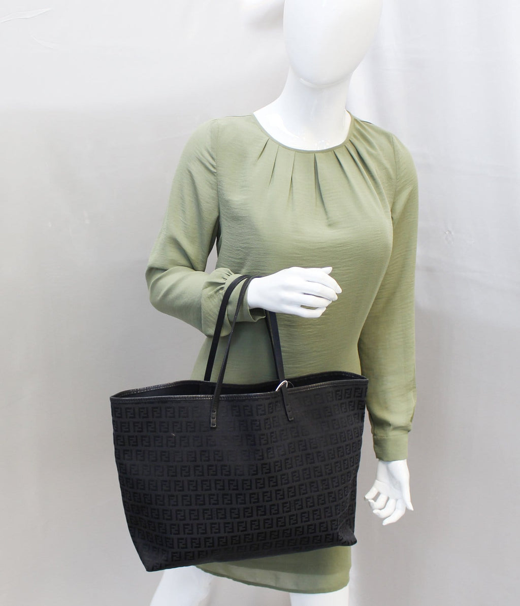 FENDI Monogram Zucca Pattern Tote Bag with Pouch