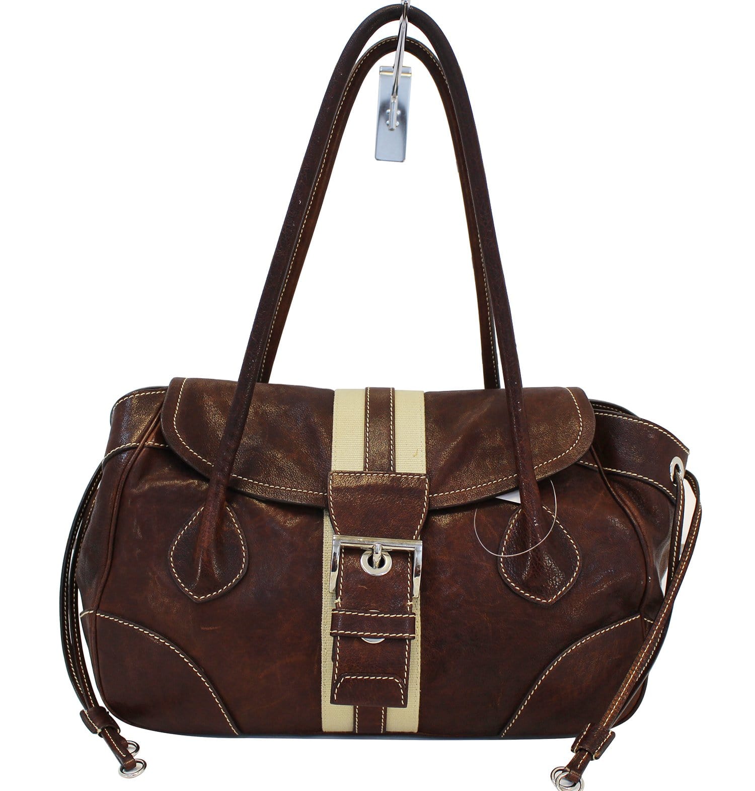 PRADA Burgundy Flap Shoulder Handbag