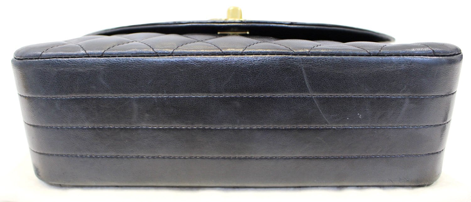 Chanel 9" Black Quilted Leather Shoulder Classic Flap Bag Vintage