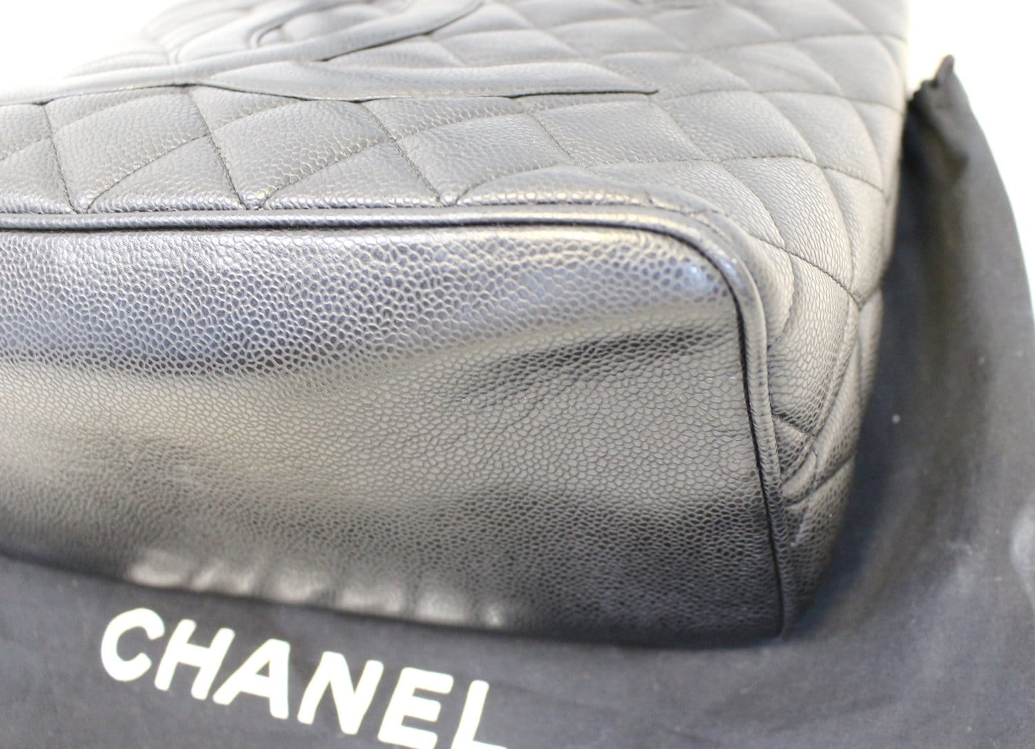 CHANEL Black Quilted Caviar Leather Medallion Tote Bag