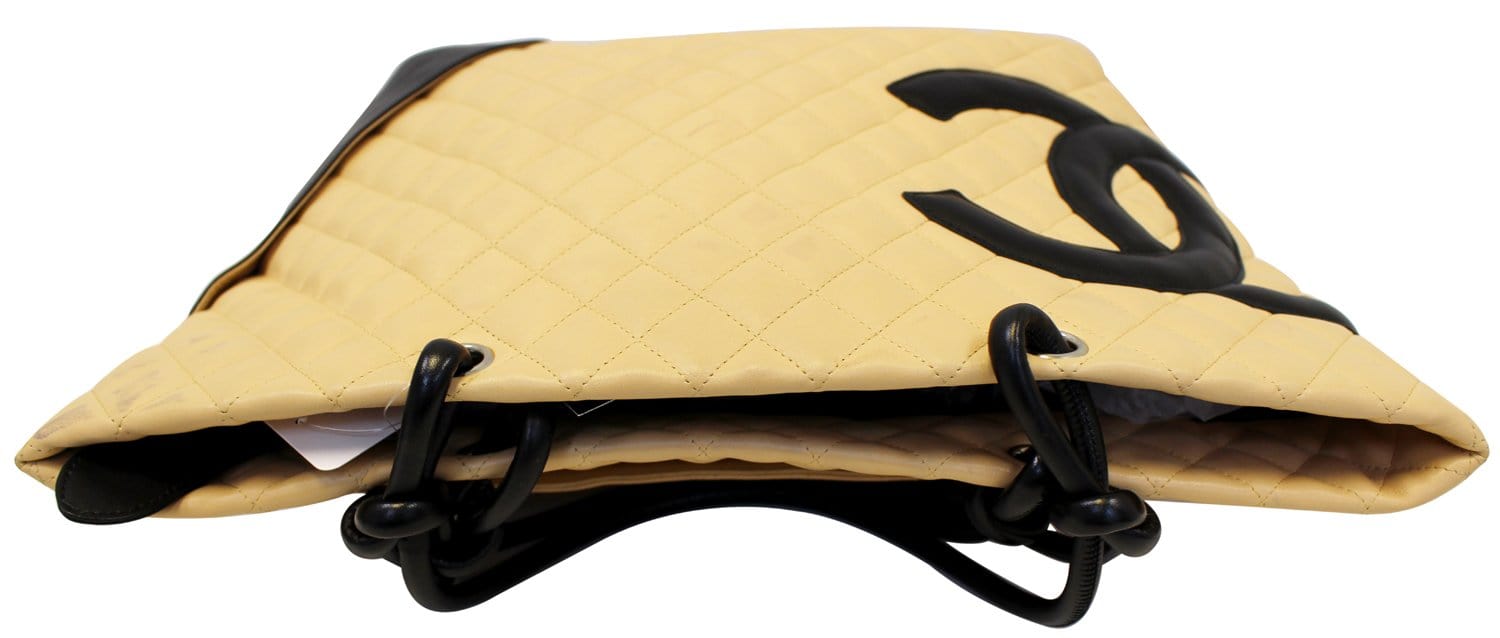 CHANEL Beige Quilted Leather Ligne Cambon Large Tote Bag
