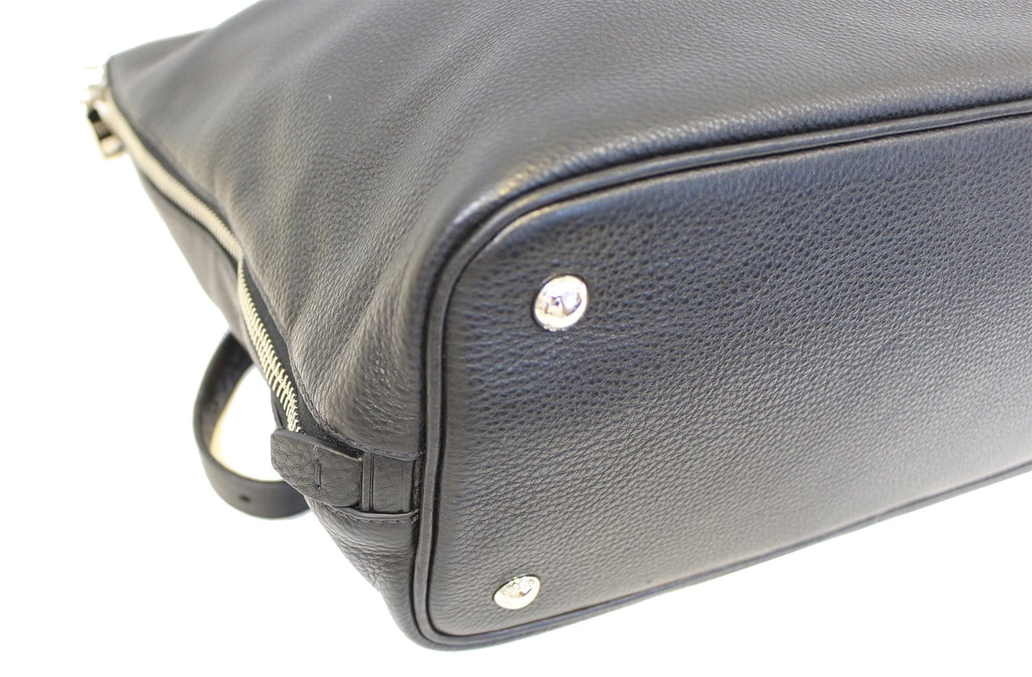 PRADA Black Leather Vitello Phenix Convertible Shopping Tote Bag