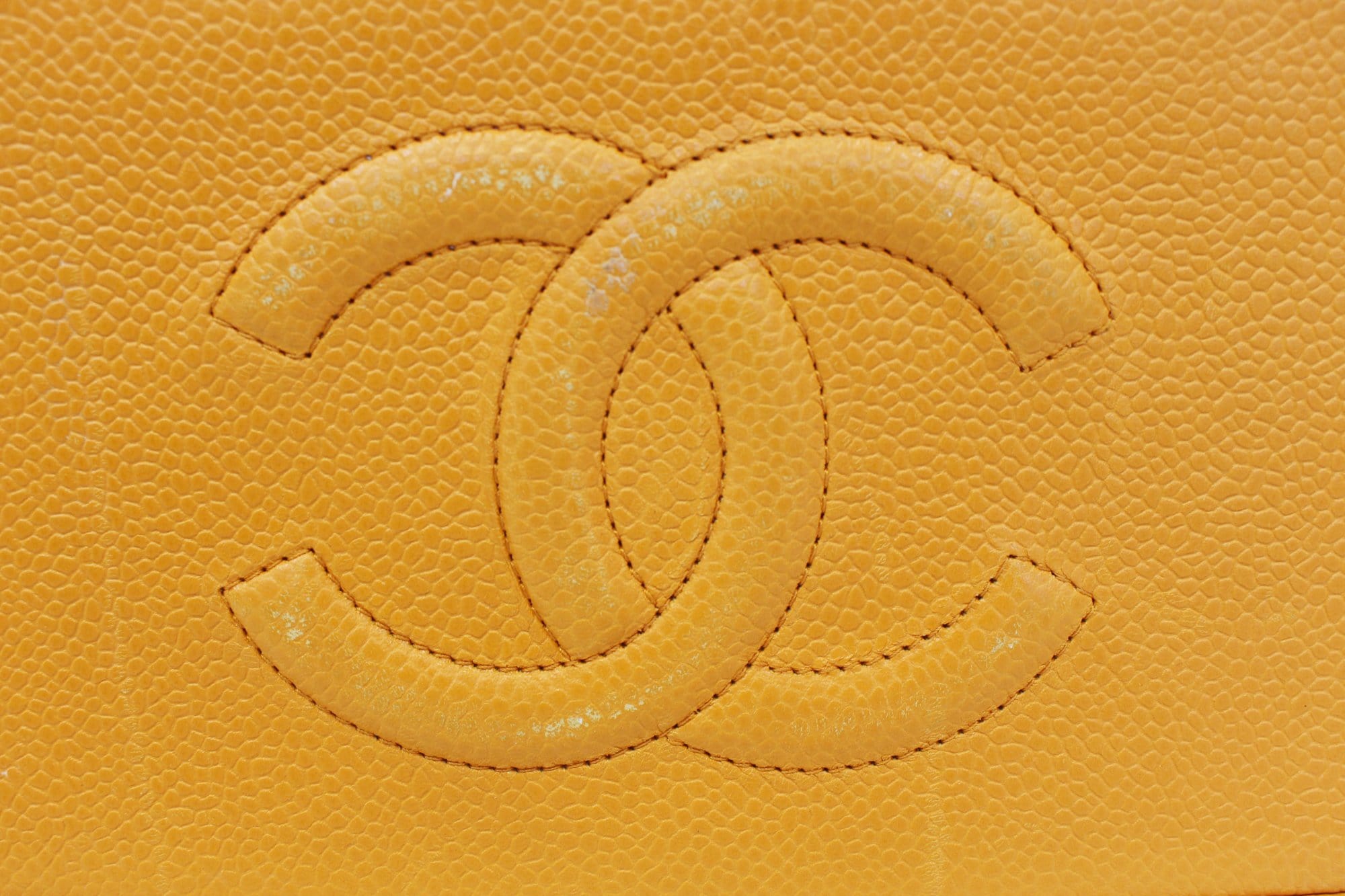 CHANEL Caviar Leather Orange Timeless Shoulder Bag