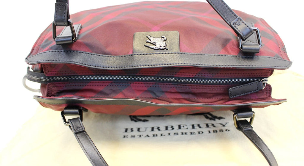 Burberry Buckleigh Packable Burgundy Nylon/Leather Tote  Shoulder Bag