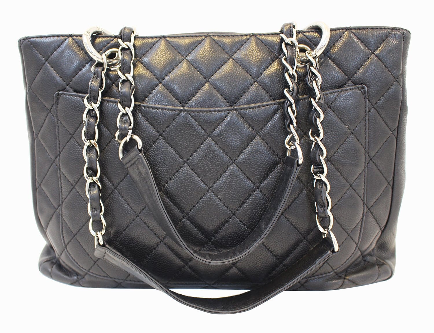 CHANEL Black Caviar Leather Grand Shopping Tote Bag