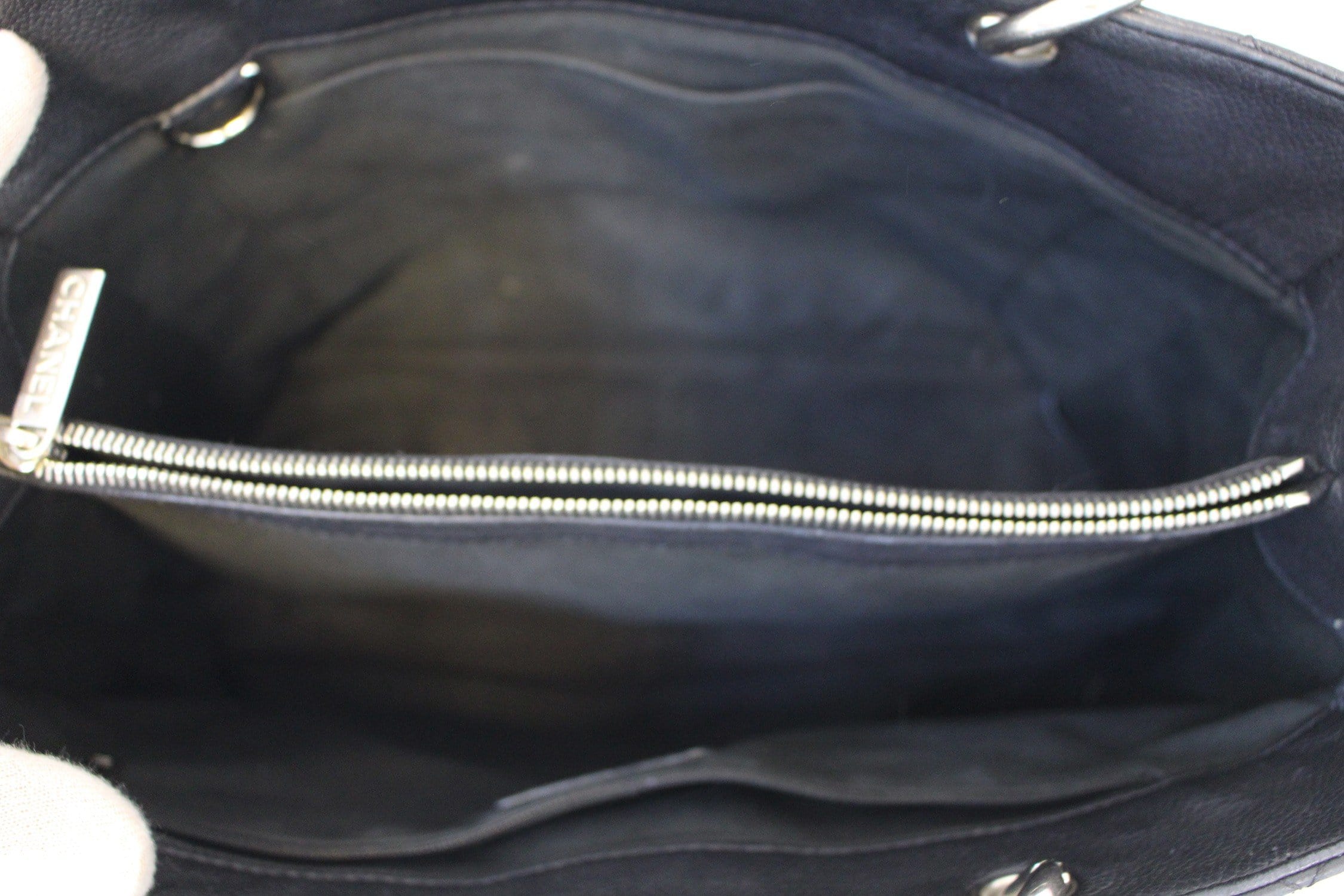 CHANEL Black Caviar Leather Grand Shopping Tote Bag