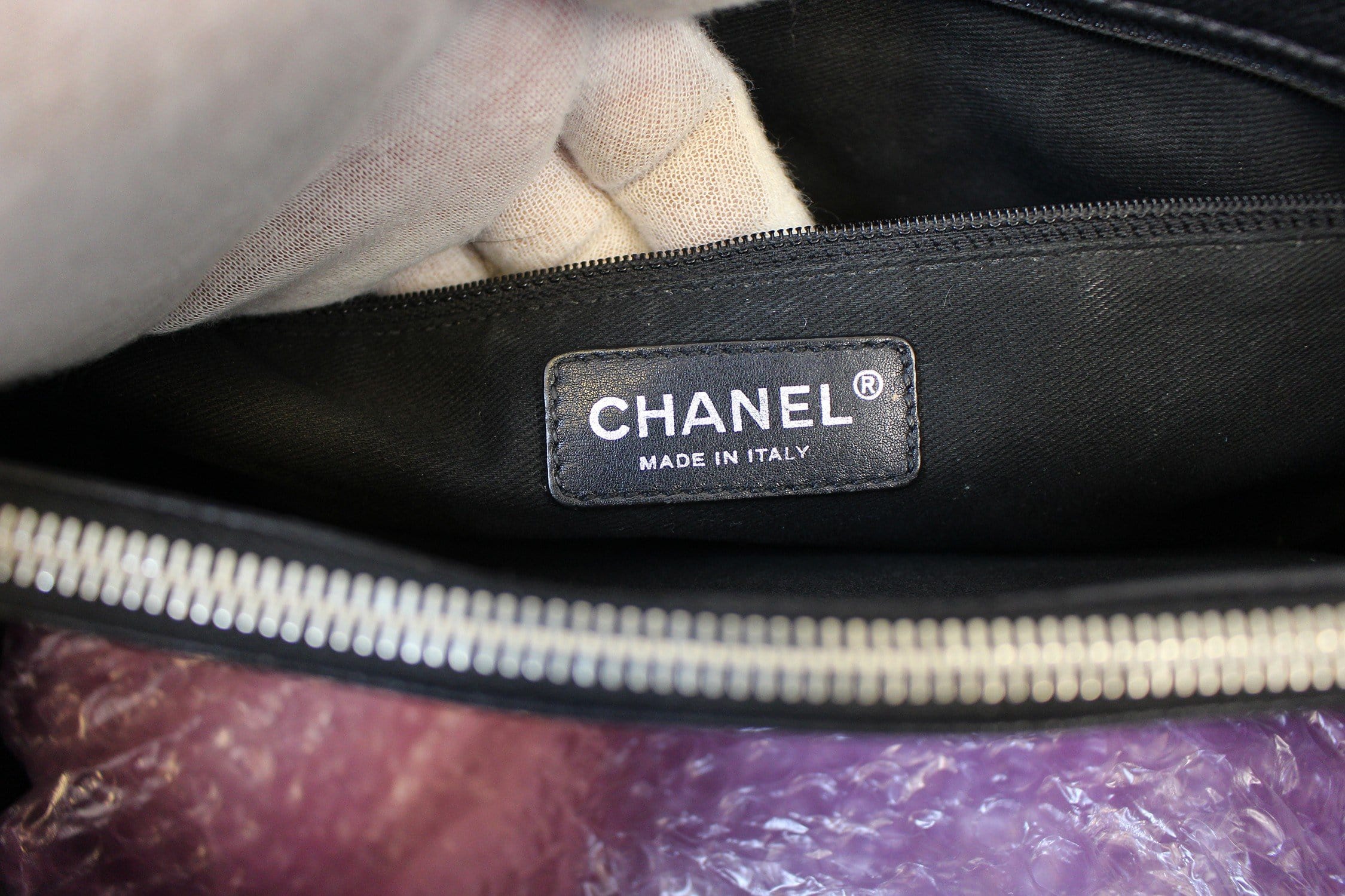 CHANEL Black Caviar Leather Grand Shopping Tote Bag