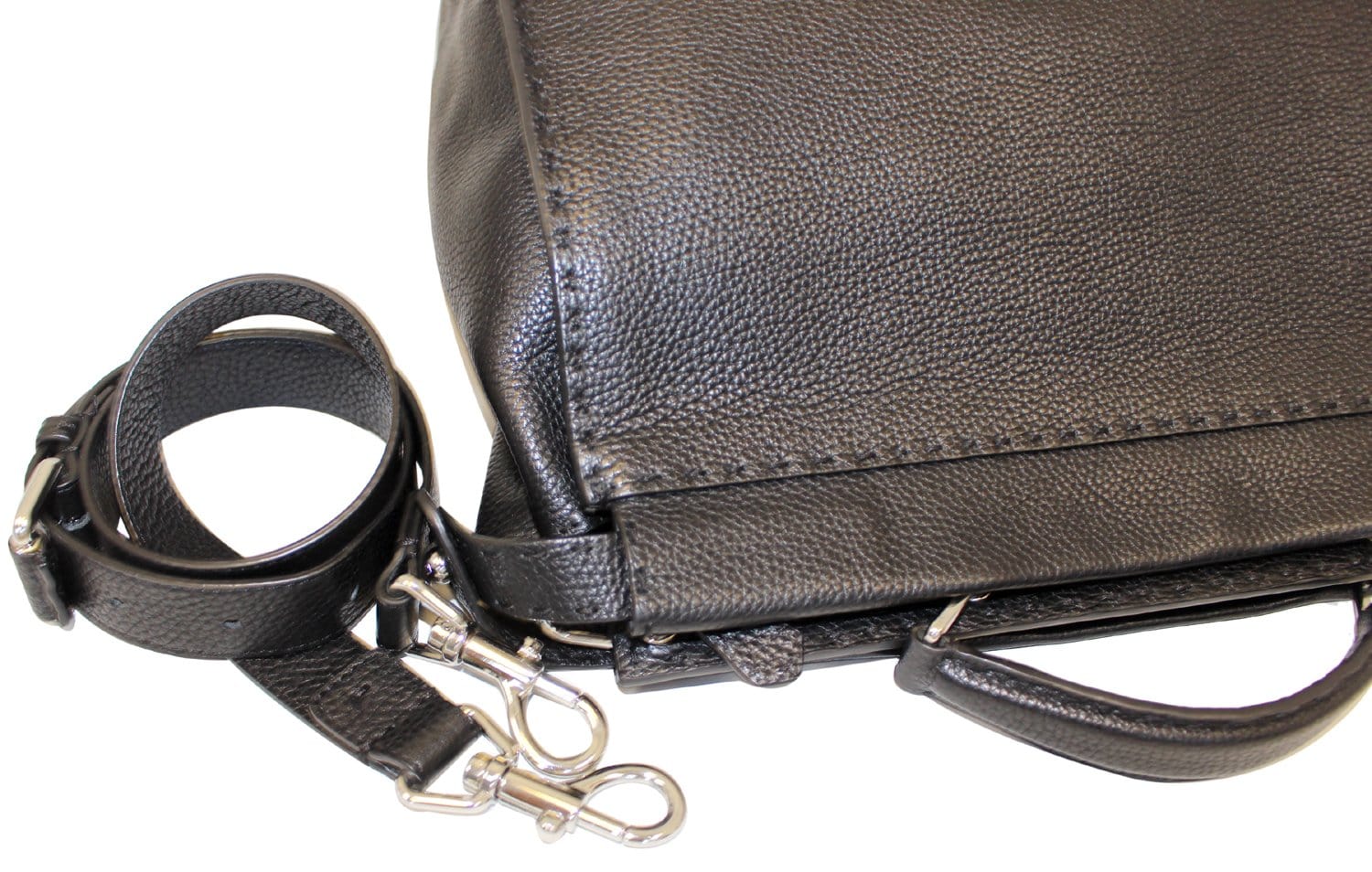 Fendi Black Leather Selleria Peekaboo Monster Shoulder Handbag
