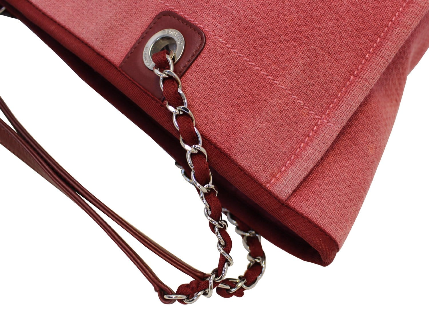 CHANEL Hot Pink Canvas Deauville Medium Tote Bag