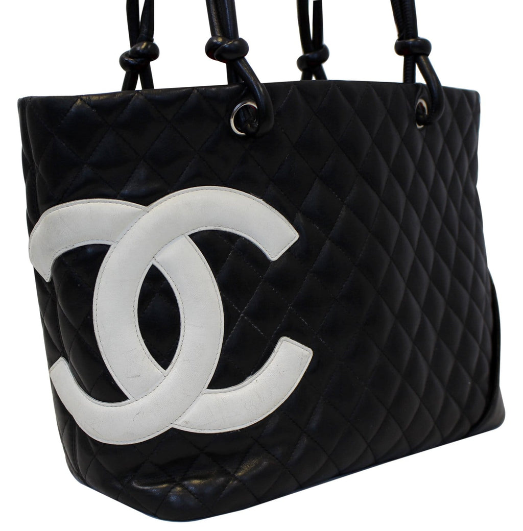 CHANEL Black CalfSkin Leather Large Cambon Tote Bag