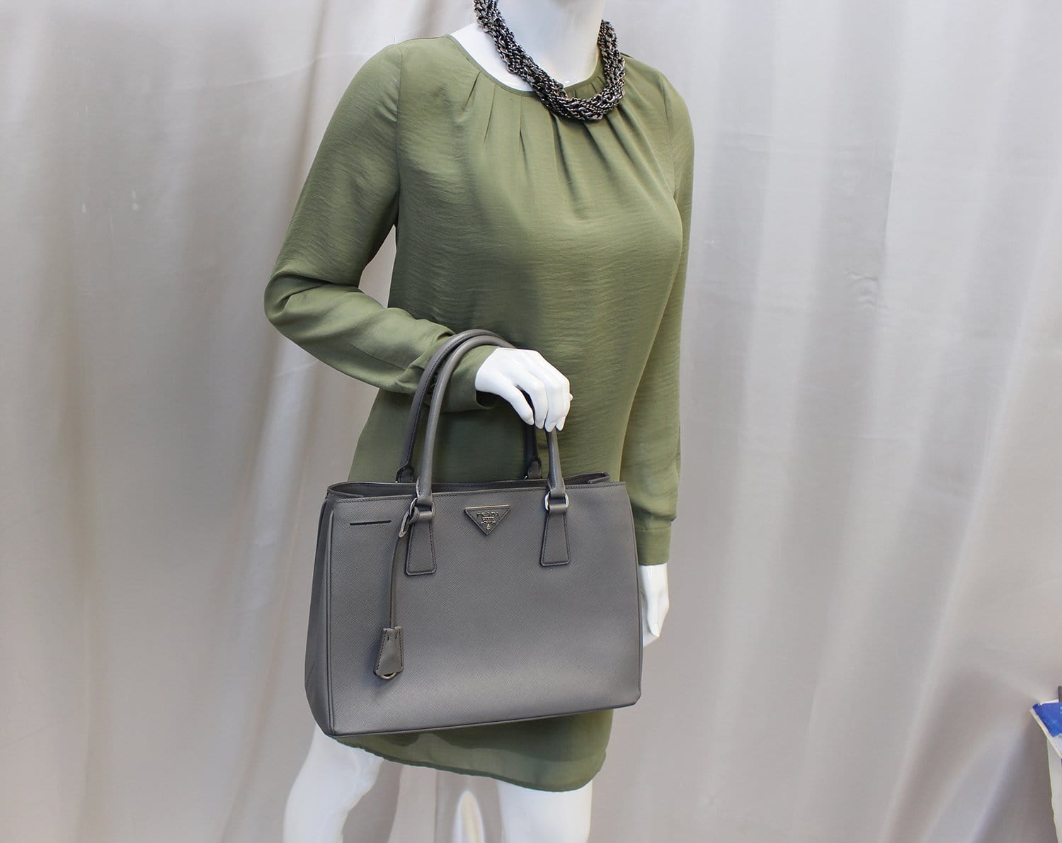 Prada Saffiano Executive Dark Grey Tote Shoulder Bag
