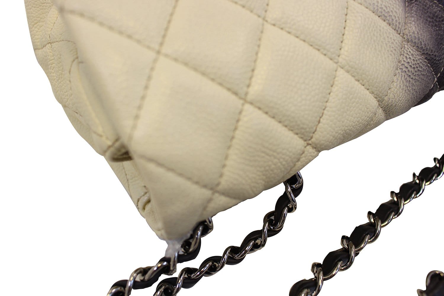 CHANEL Caviar Ombre Jumbo Single Flap Blanc White Shoulder Bag
