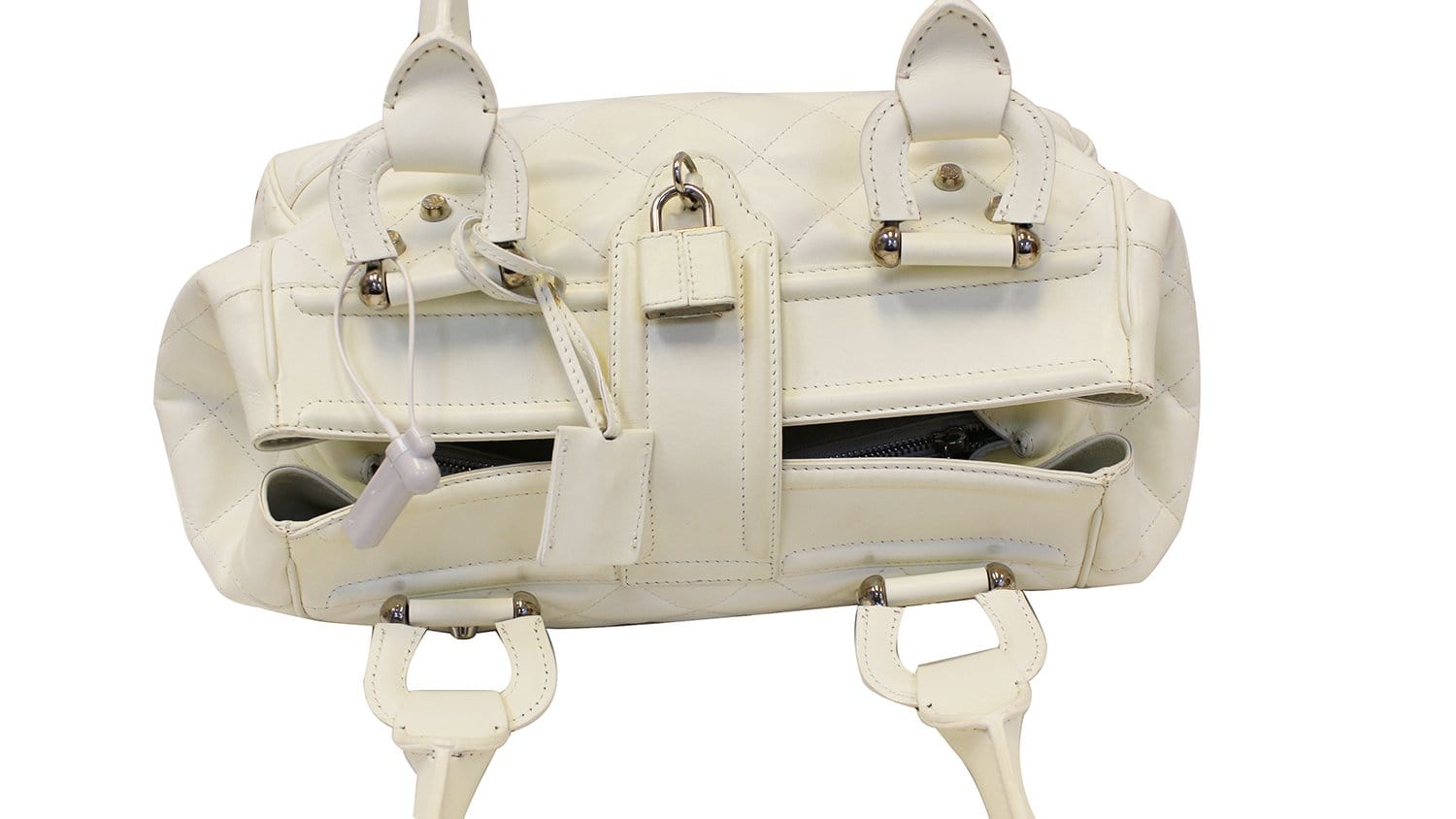 BURBERRY White Quilted Leather Montgomery Satchel Shoulder Bag