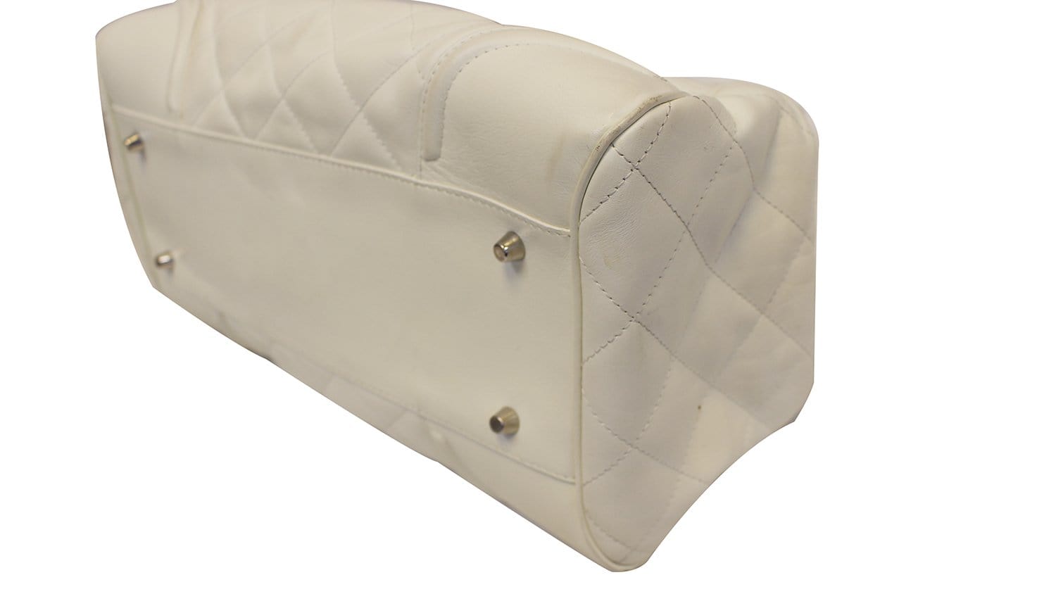 BURBERRY White Quilted Leather Montgomery Satchel Shoulder Bag