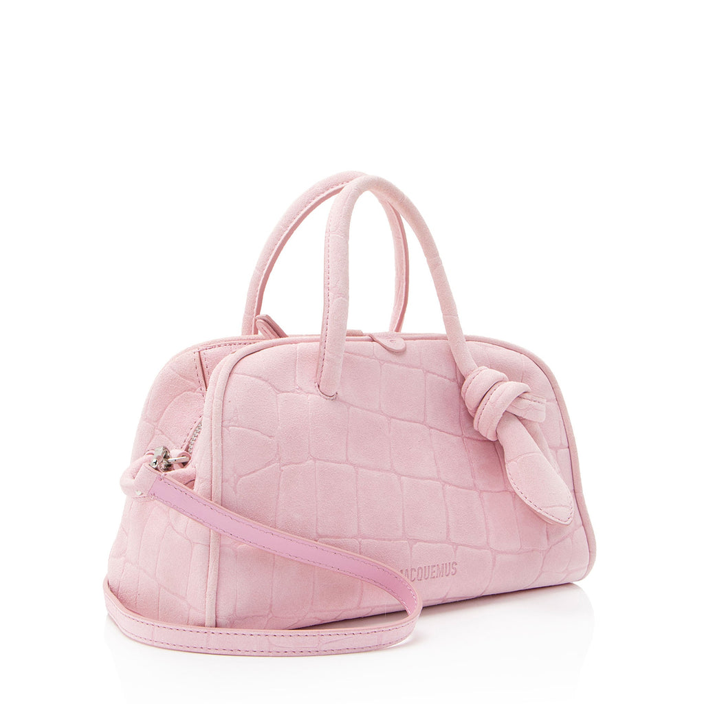 Jacquemus Croc Embossed Suede Le Turismo Small Bowling Bag