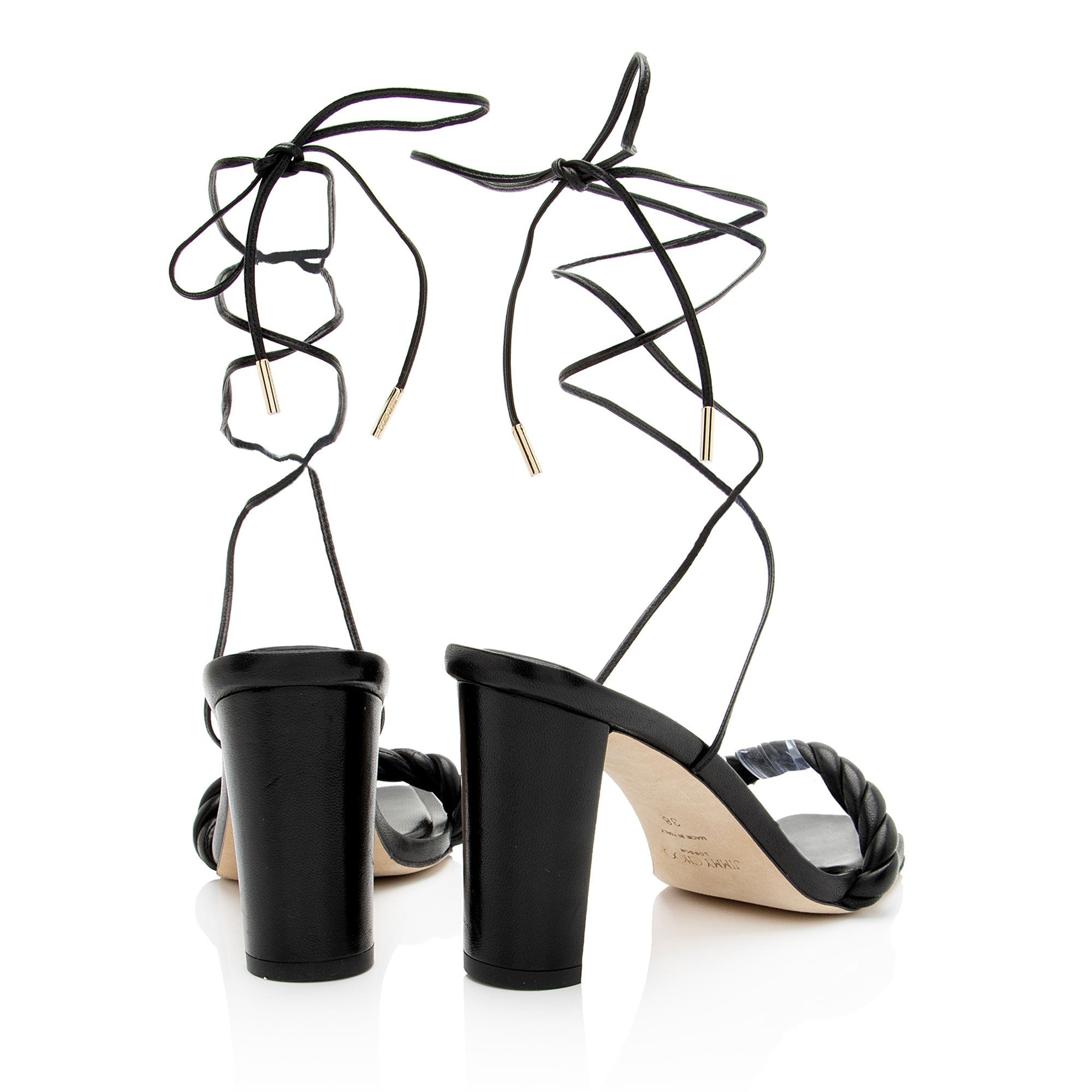 Jimmy Choo Braided Nappa Diosa Lace Up Sandals - Size 8 / 38