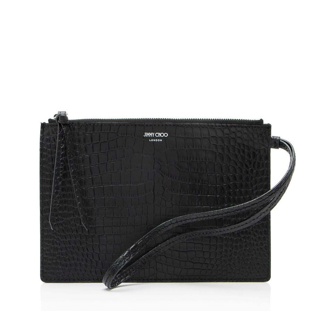 Jimmy Choo Croc Embossed Leather Pochette