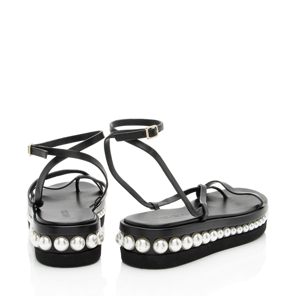 Jimmy Choo Leather Pearl Pine Platform Sandals - Size 9.5 / 39.5