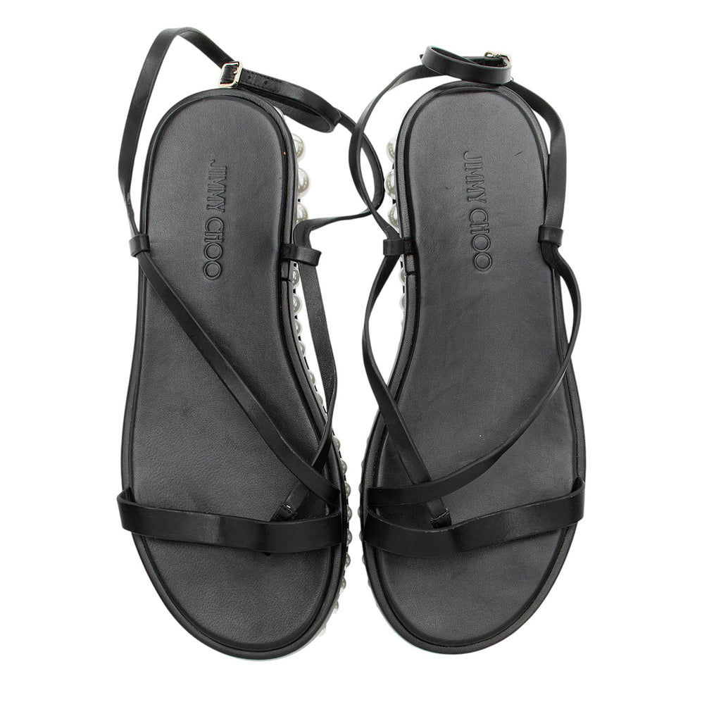 Jimmy Choo Leather Pearl Pine Platform Sandals - Size 9.5 / 39.5