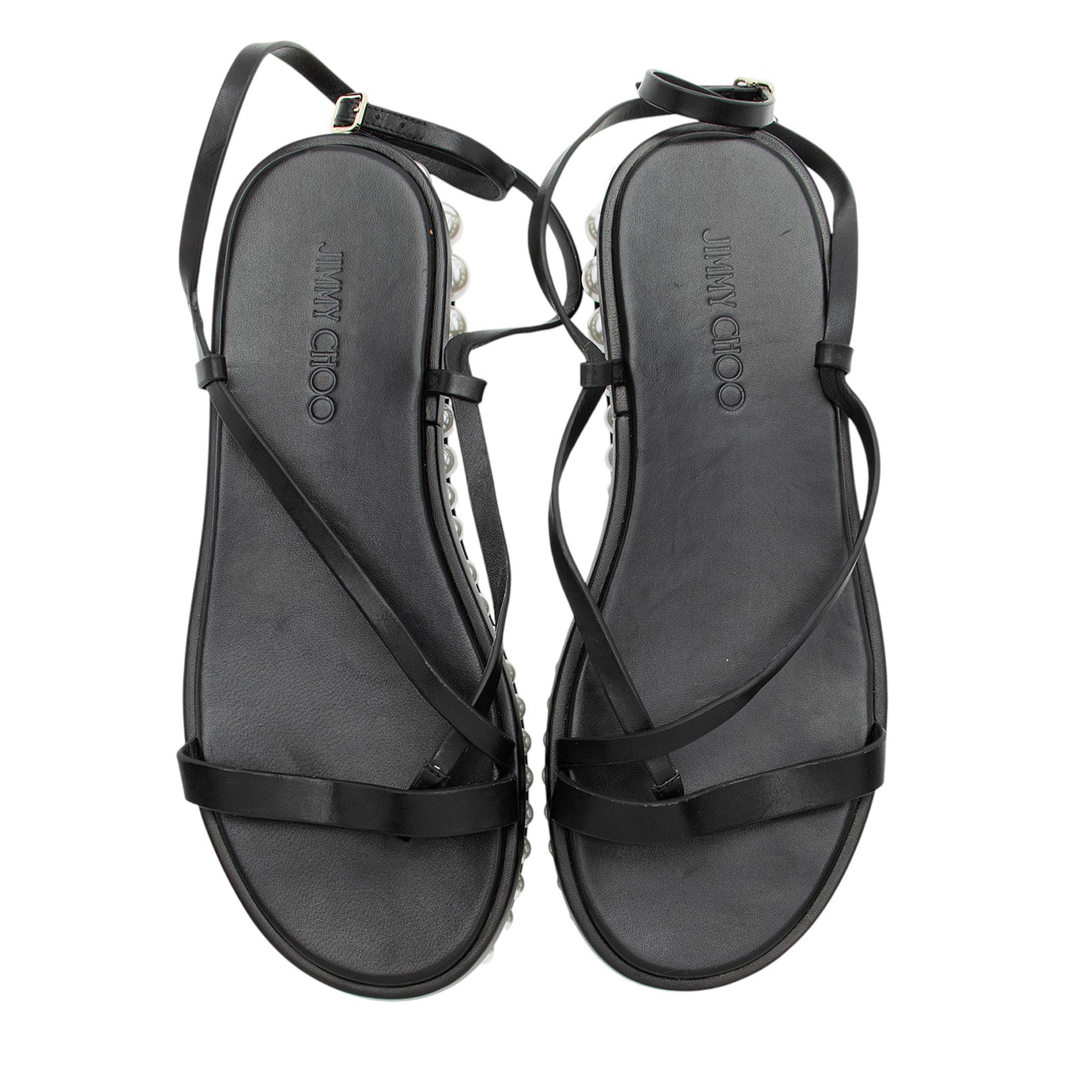 Jimmy Choo Leather Pearl Pine Platform Sandals - Size 9.5 / 39.5