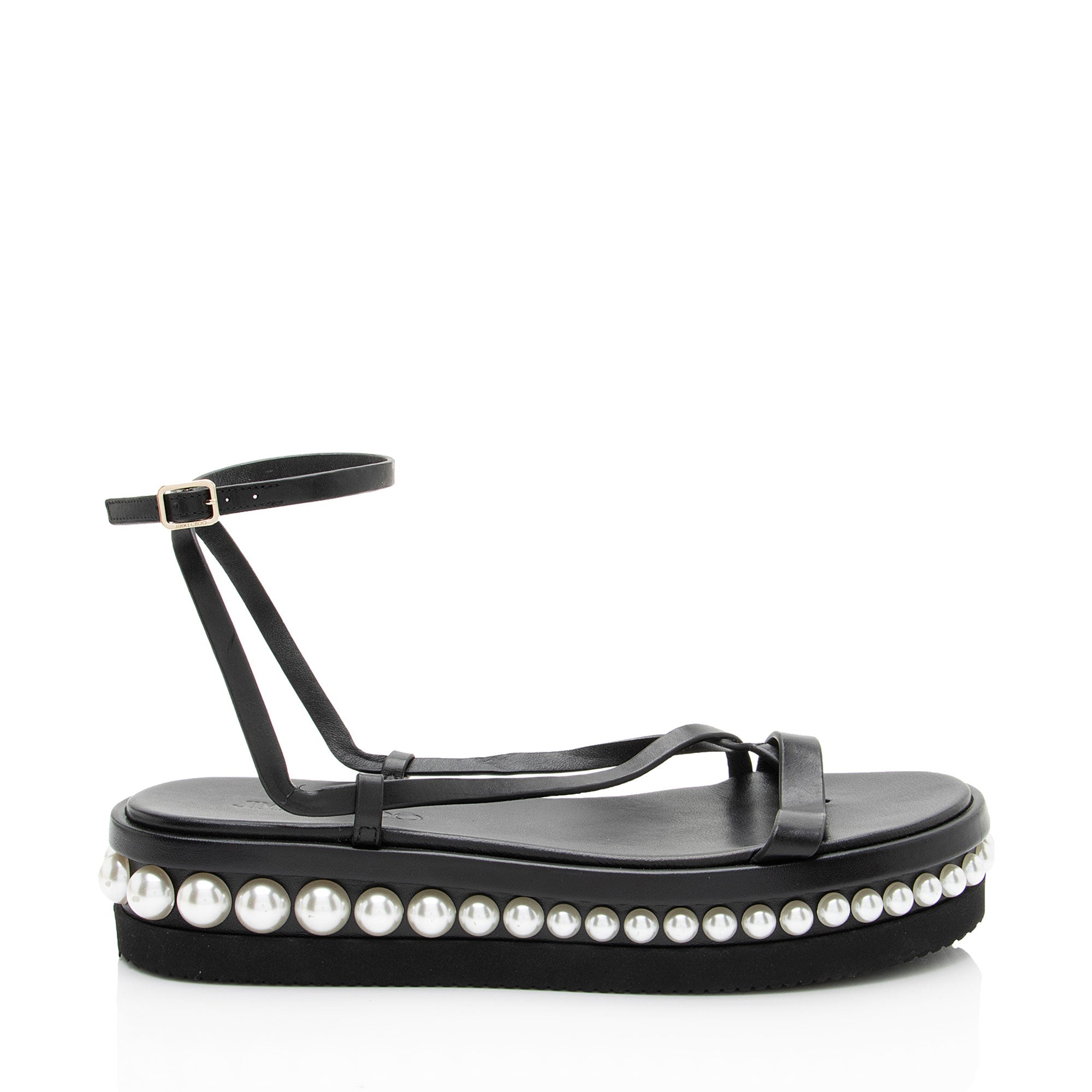 Jimmy Choo Leather Pearl Pine Platform Sandals - Size 9.5 / 39.5