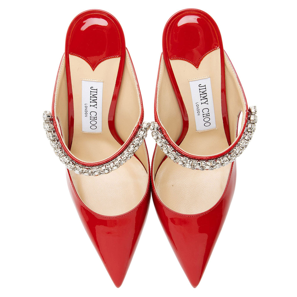 Jimmy Choo Patent Leather Crystal Bing Pumps - Size 6.5 / 36.5