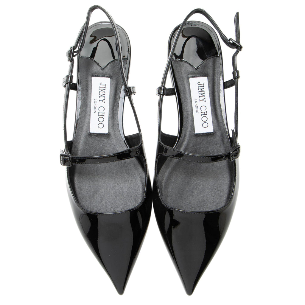 Jimmy Choo Patent Leather Didi Slingback Flats - Size 7.5 / 37.5
