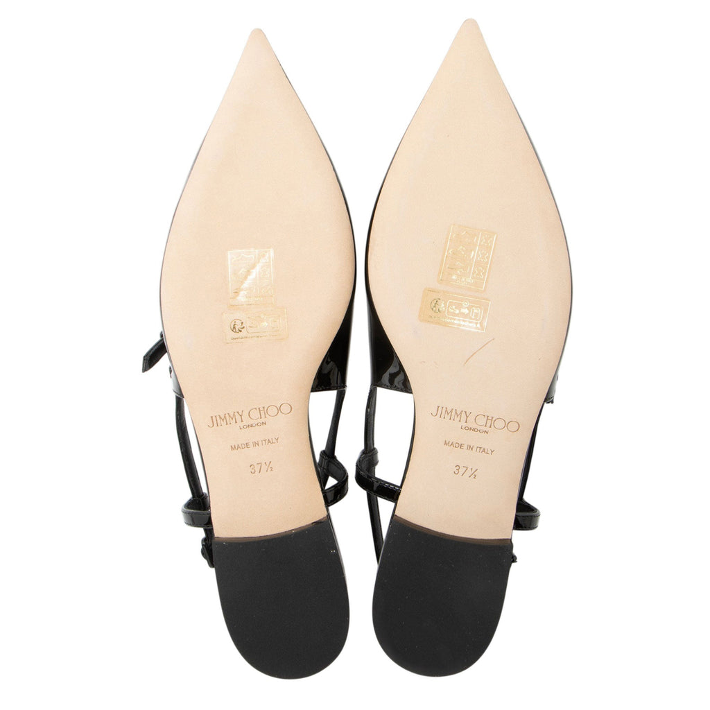 Jimmy Choo Patent Leather Didi Slingback Flats - Size 7.5 / 37.5
