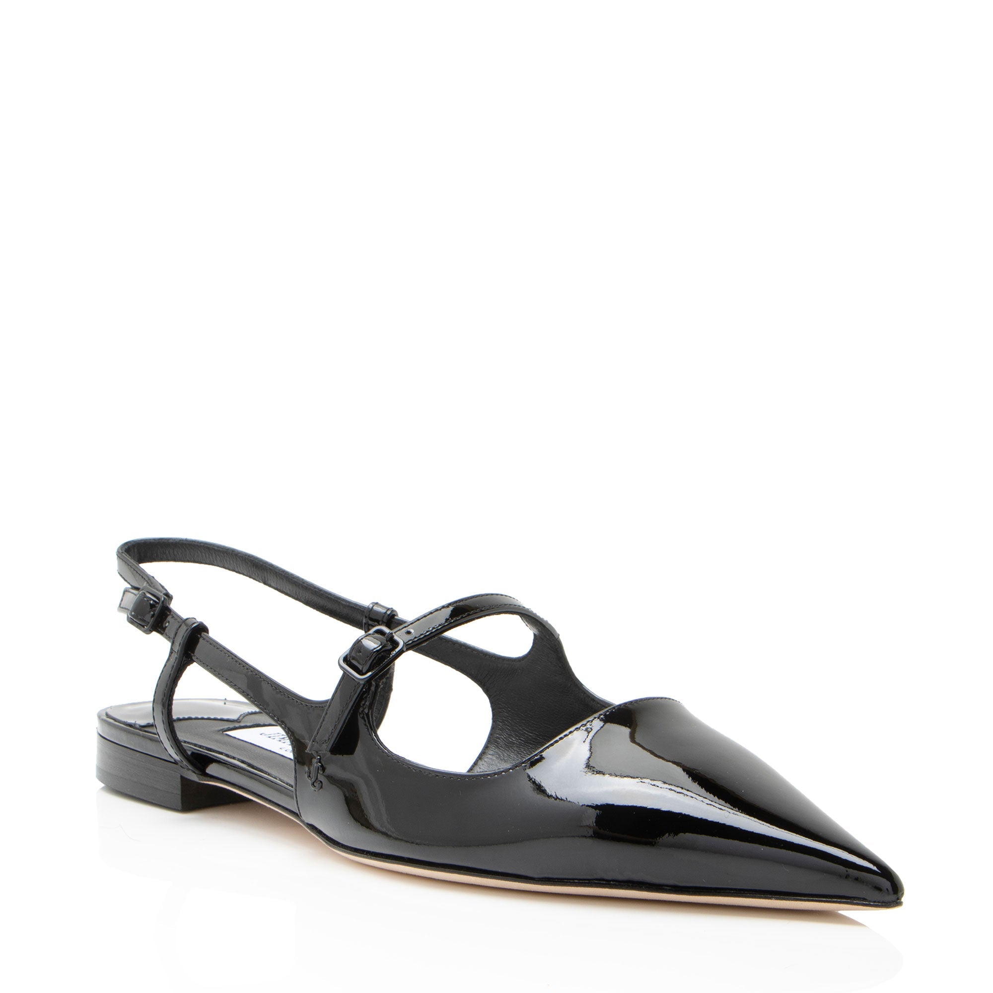 Jimmy Choo Patent Leather Didi Slingback Flats - Size 7.5 / 37.5