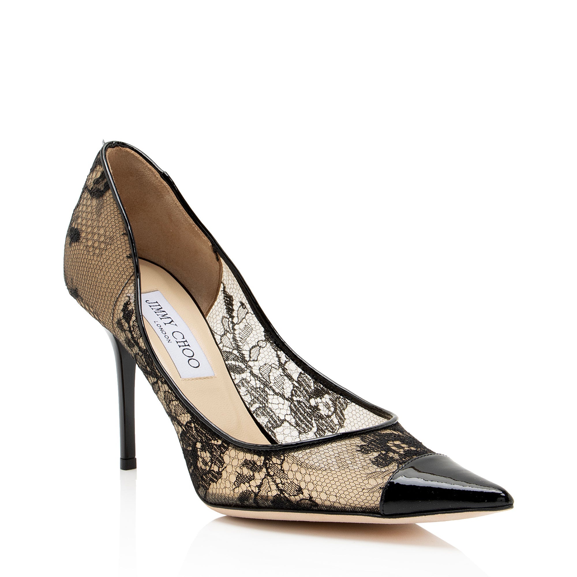 Jimmy Choo Patent Leather Lace Amika Pumps - Size 7.5 / 37.5